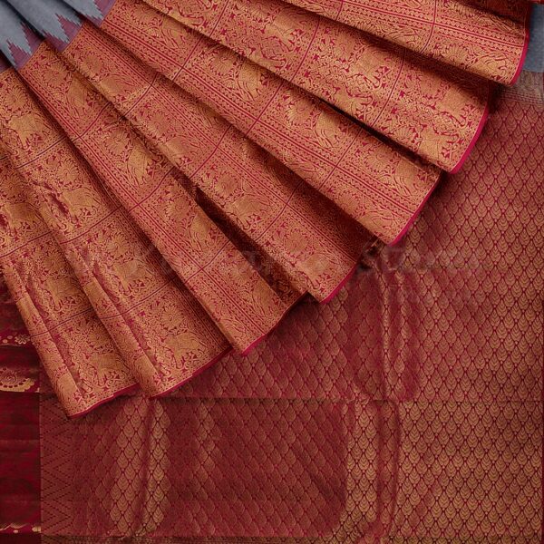 Grey Body with Large Pink Zari Border - Image 4
