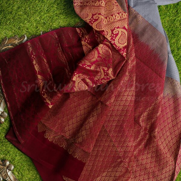 Grey Body with Large Pink Zari Border - Image 6