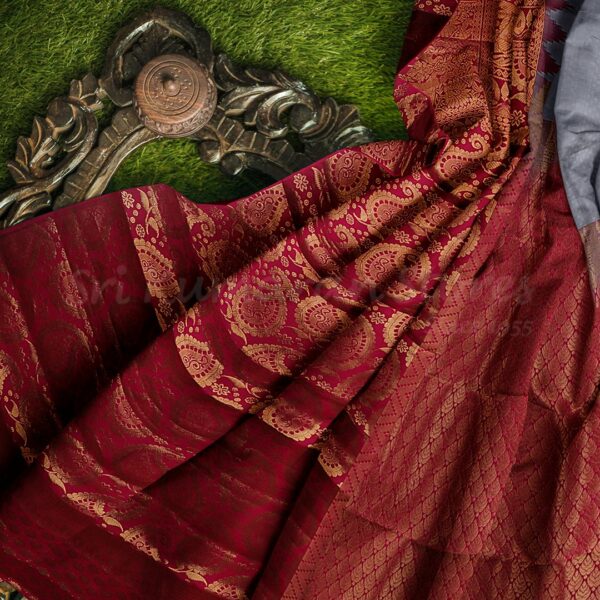 Grey Body with Large Pink Zari Border - Image 7