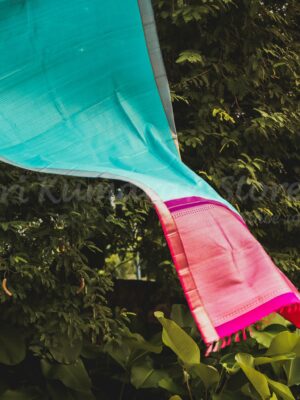 Blue Body With Pink Pallu