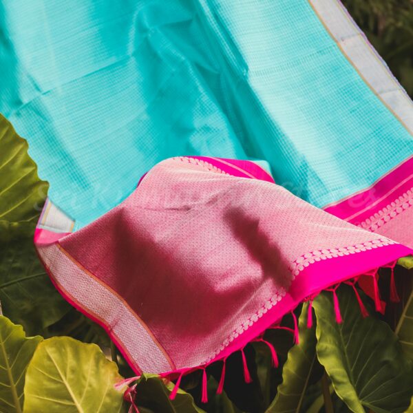 Blue Body With Pink Pallu - Image 3