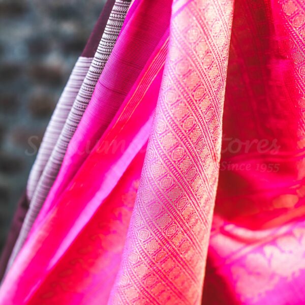 Maroon Body With Pink Pallu - Image 4