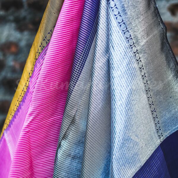 Pink Body With Black Border, Purple Pallu - Image 4