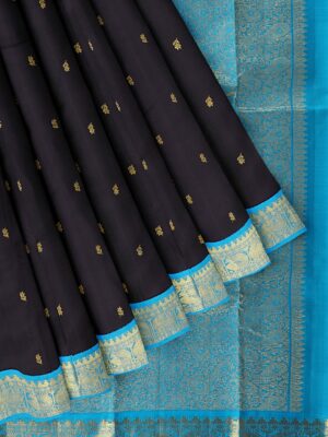 Black saree with blue border