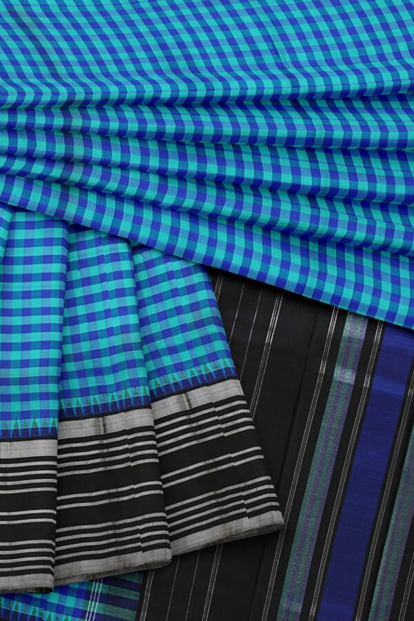 Blue saree with Black Border - Image 2