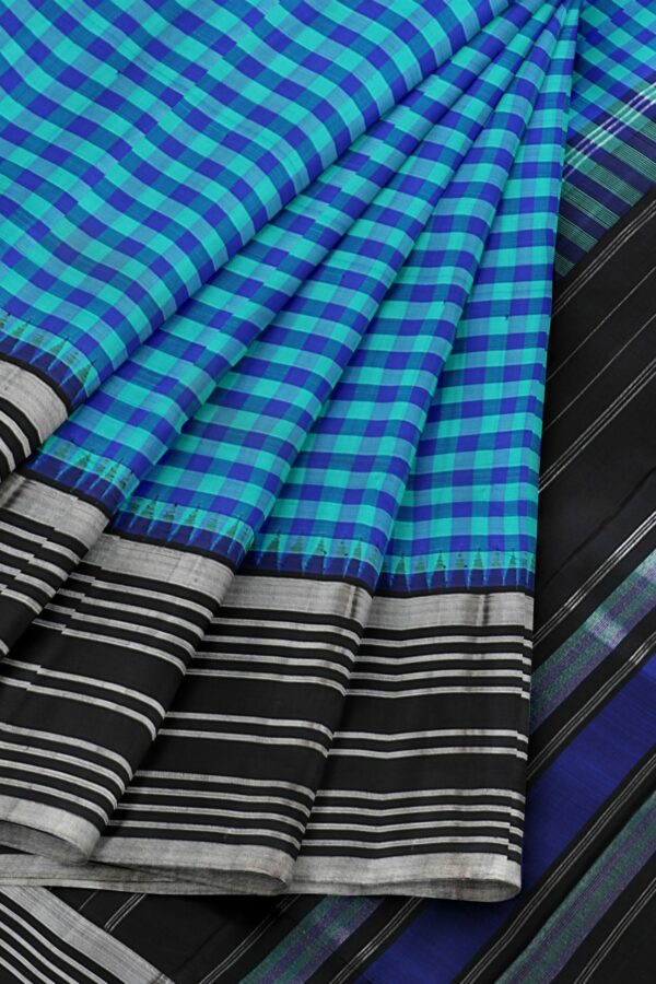 Blue saree with Black Border - Image 4