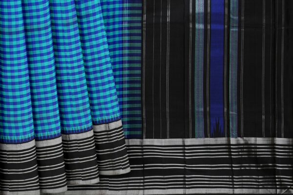 Blue saree with Black Border - Image 5