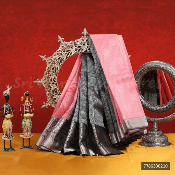 Baby Pink Saree With Black Border