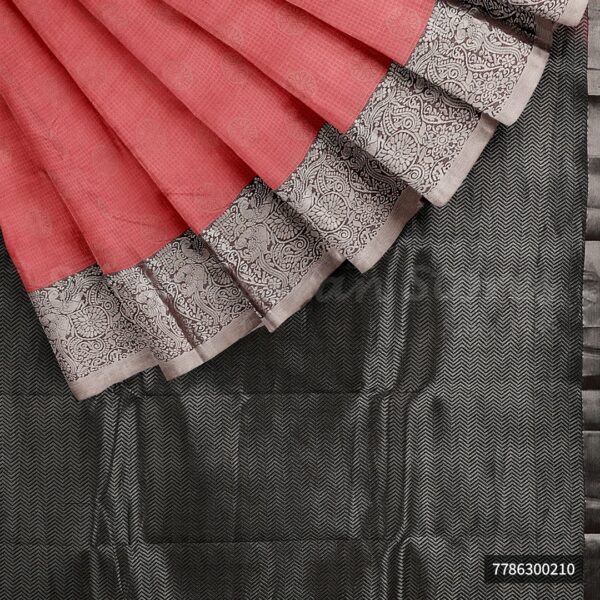 Baby Pink Saree With Black Border - Image 5