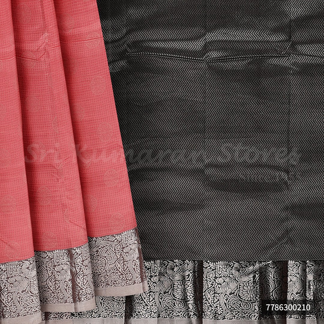 Baby Pink Saree With Black Border - Image 6