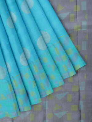 Blue saree with Grey Border
