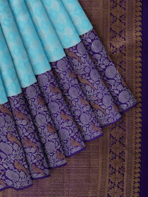 Blue Saree with purple Border