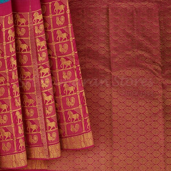 Blue Saree With Red Border - Image 6