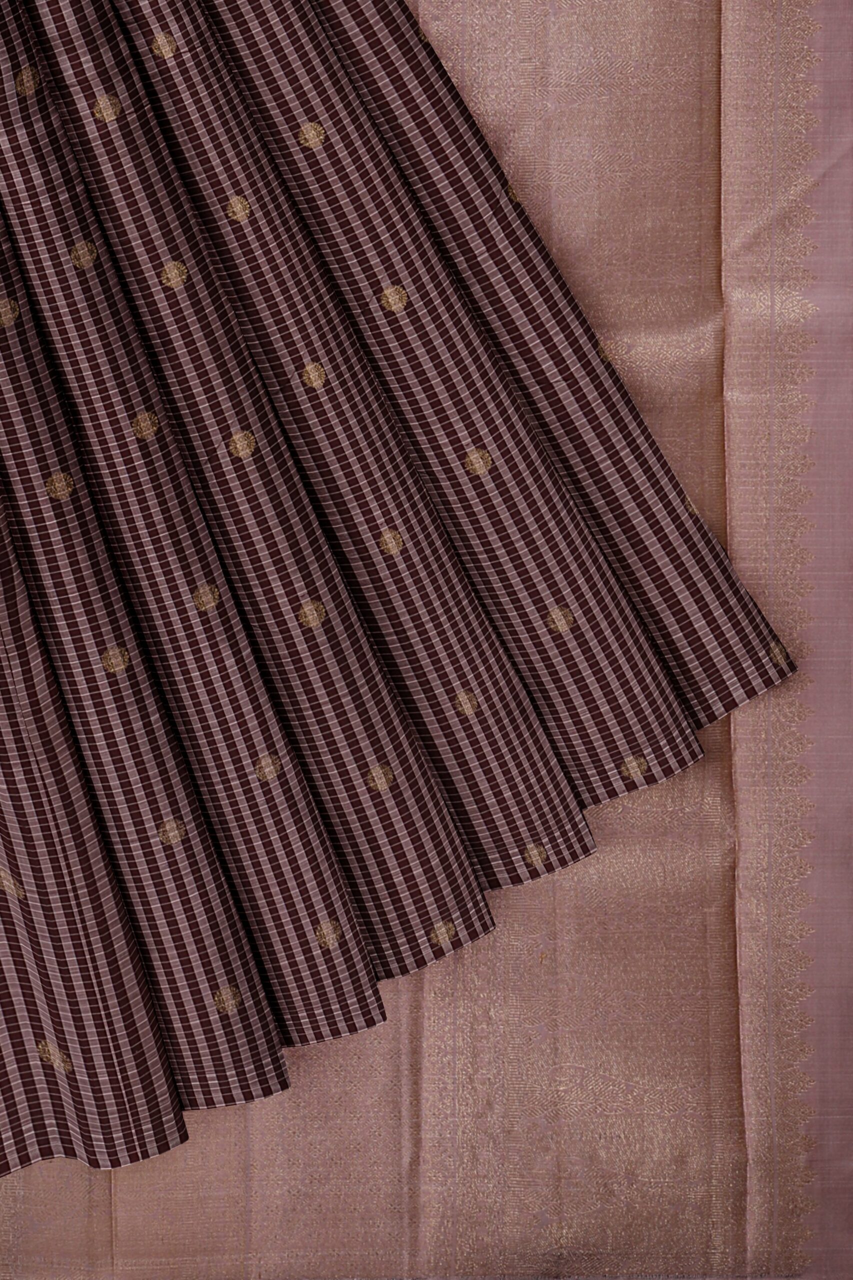 Brown Saree with Light Brown Border