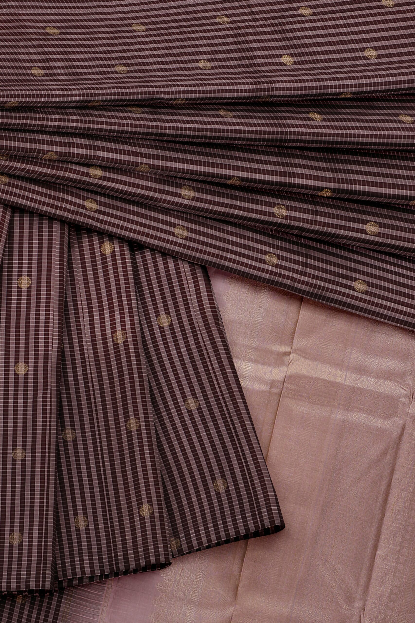 Brown Saree with Light Brown Border - Image 2