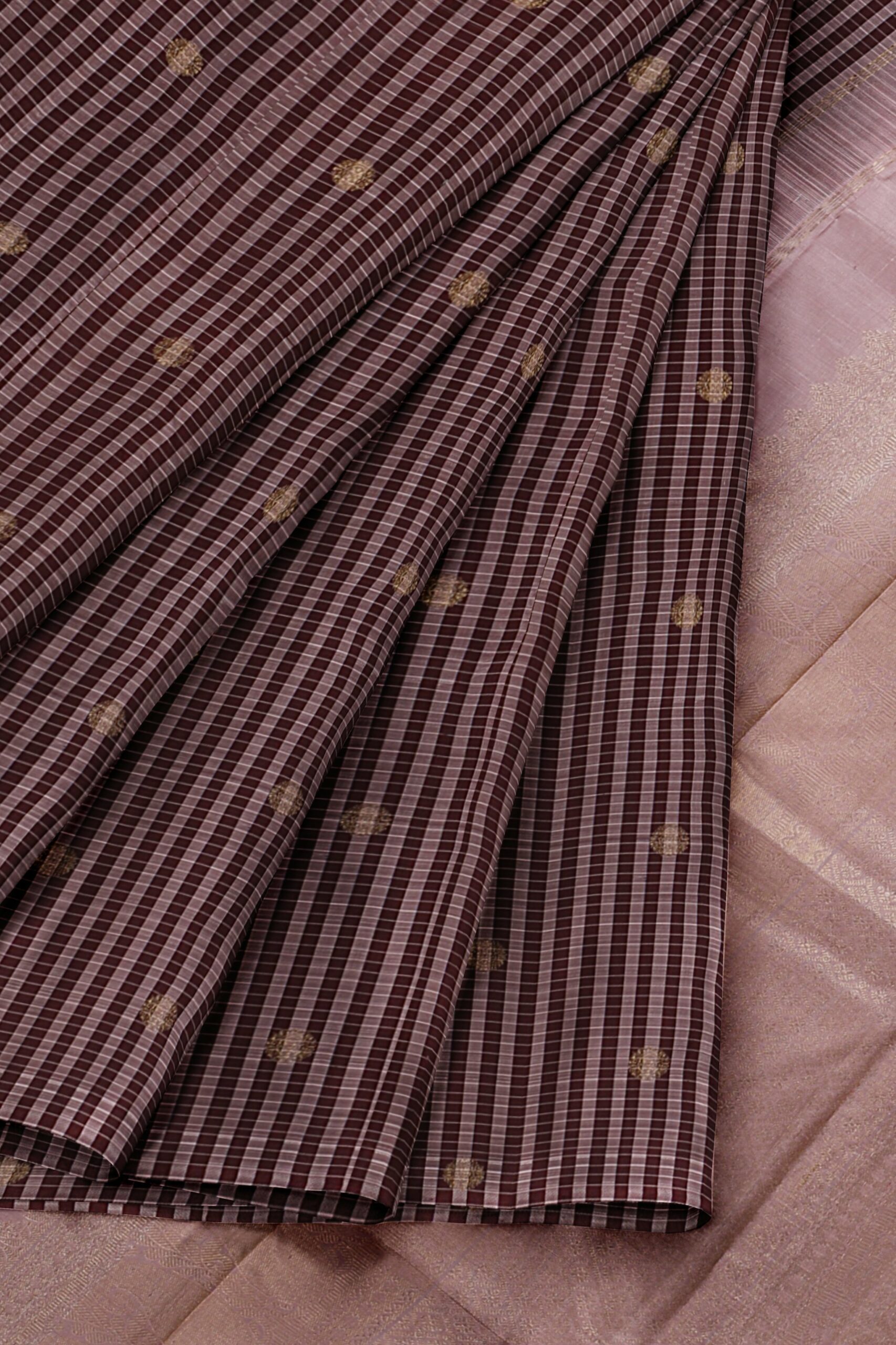 Brown Saree with Light Brown Border - Image 4