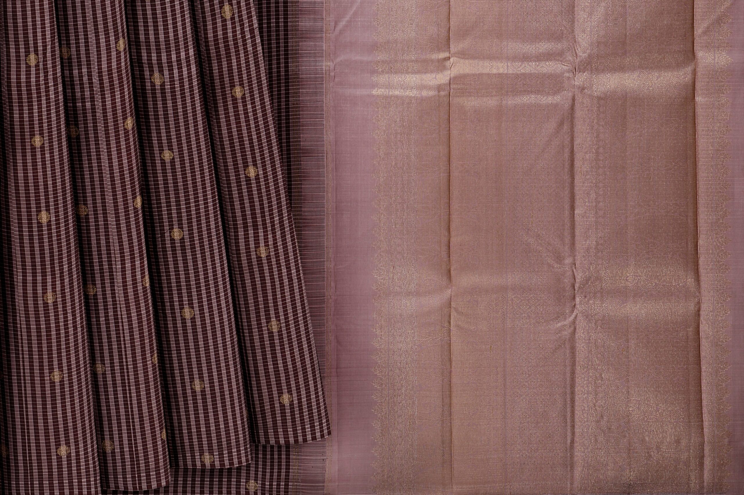 Brown Saree with Light Brown Border - Image 5