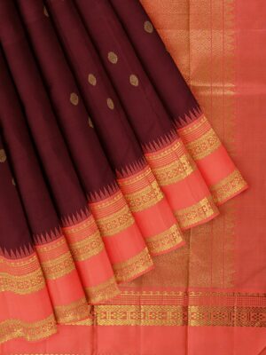 Brown saree with Orange Border
