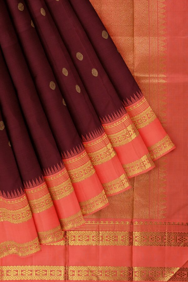Brown saree with Orange Border