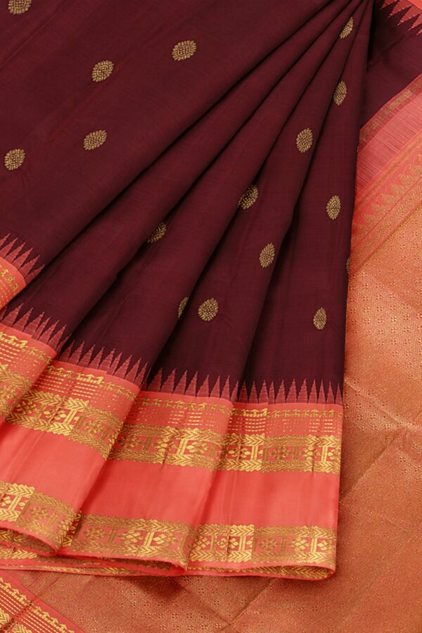 Brown saree with Orange Border - Image 3