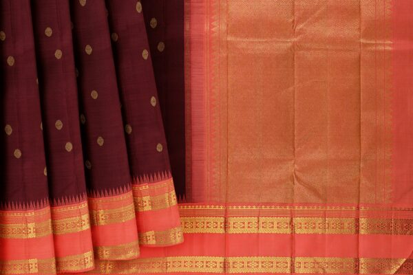 Brown saree with Orange Border - Image 5