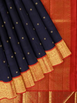 Dark blue saree with orange border