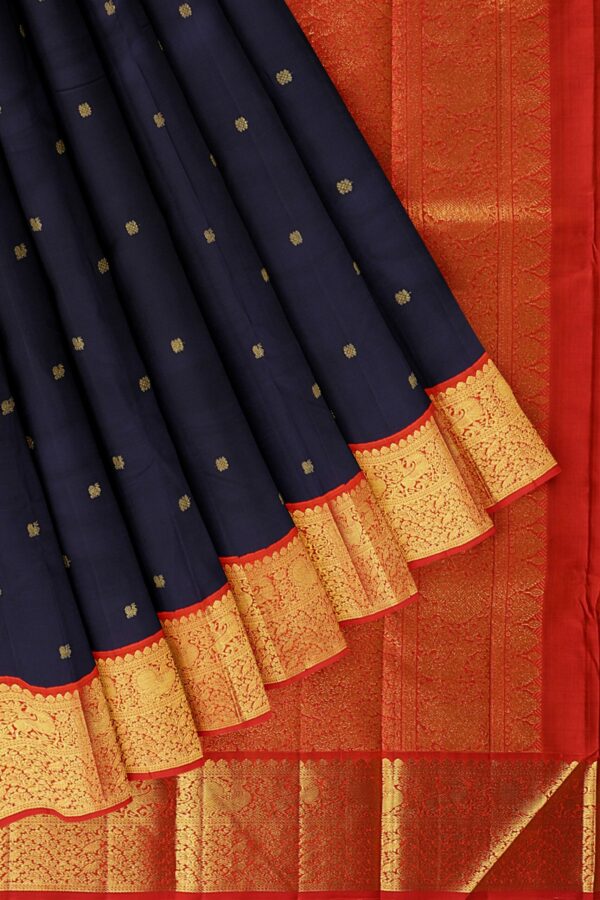 Dark blue saree with orange border