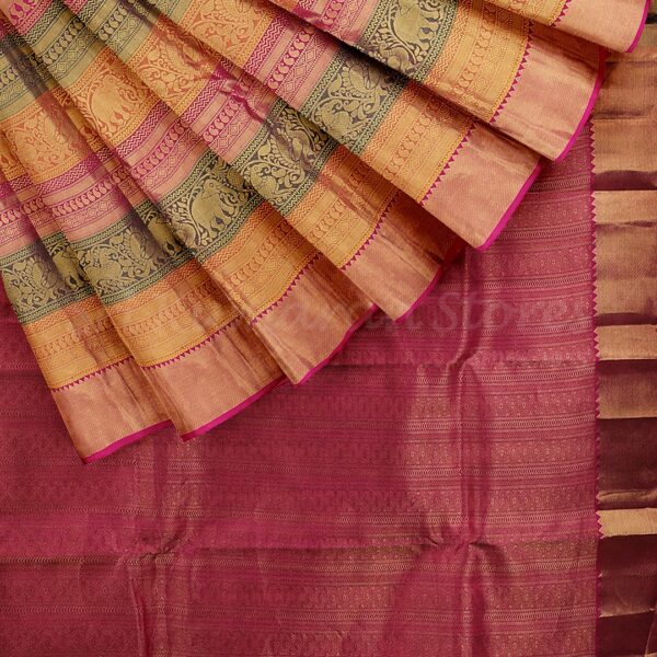 Dark Blue Saree With Pink Border - Image 5