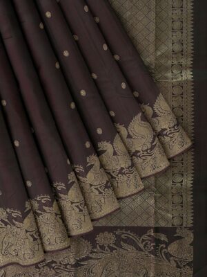 Dark Brown saree with Golden Border