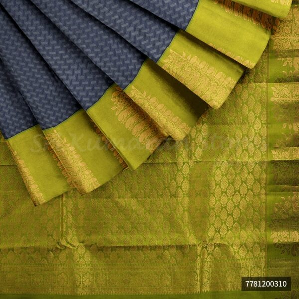 Dark Grey Saree With Yellow Border - Image 5