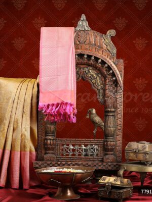 Golden yellow Saree With Baby Pink Border