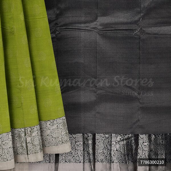 Green Saree With Black Border - Image 6
