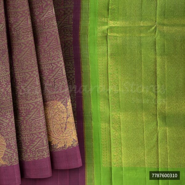 Green Saree With Magneta  Border - Image 6