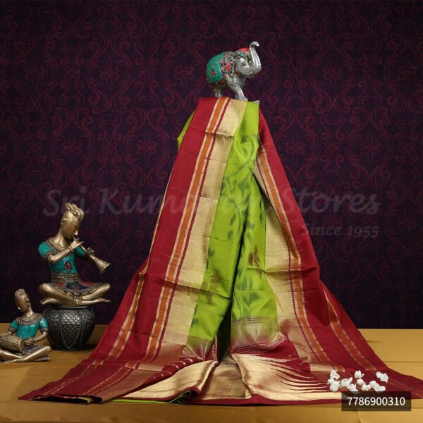 Green Saree With Maroon Border