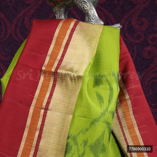Green Saree With Maroon Border - Image 2