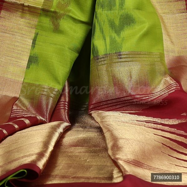 Green Saree With Maroon Border - Image 3