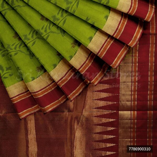 Green Saree With Maroon Border - Image 5