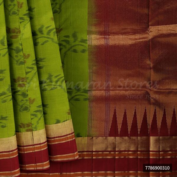 Green Saree With Maroon Border - Image 6