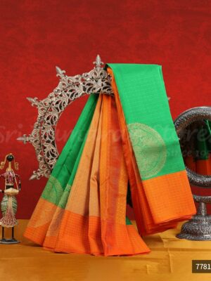 Green Saree With Orange Border
