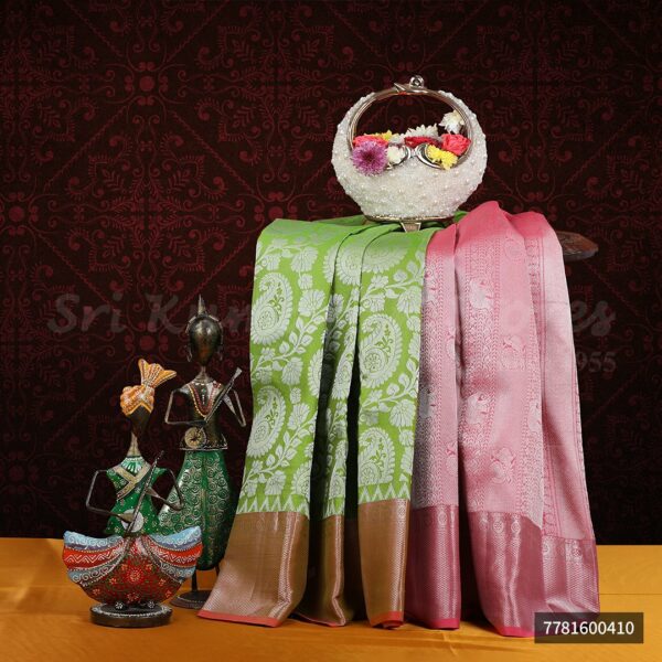 Green Saree With Pink Border