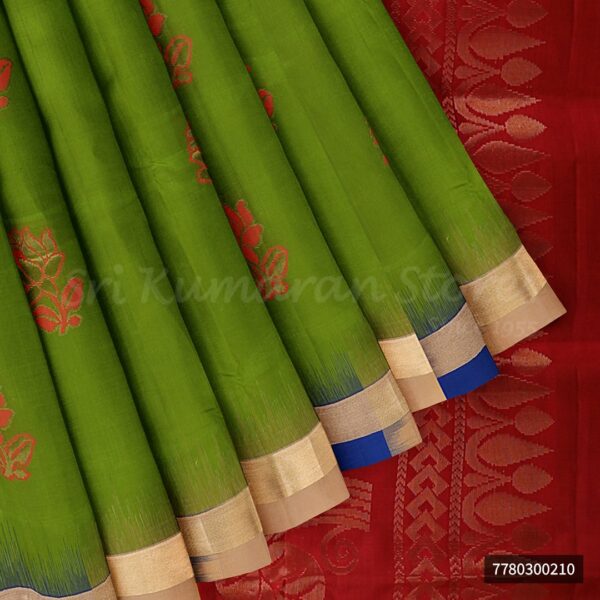 Green Saree With Red Border - Image 4