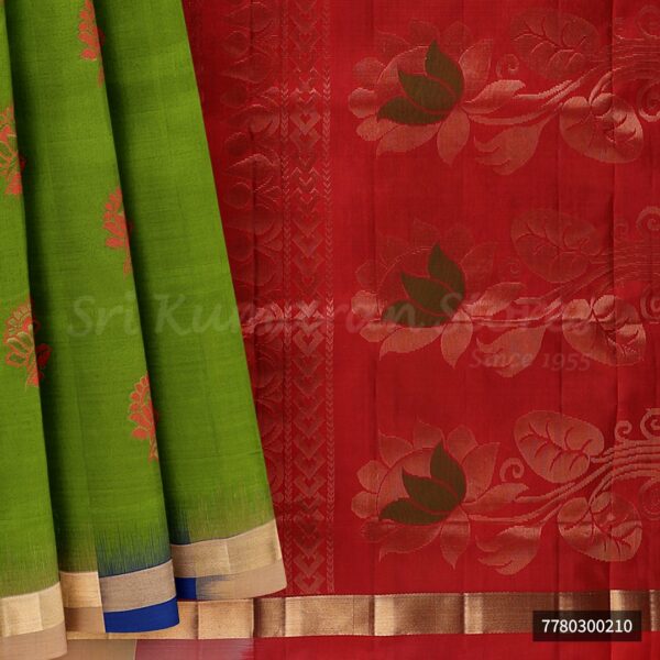 Green Saree With Red Border - Image 6