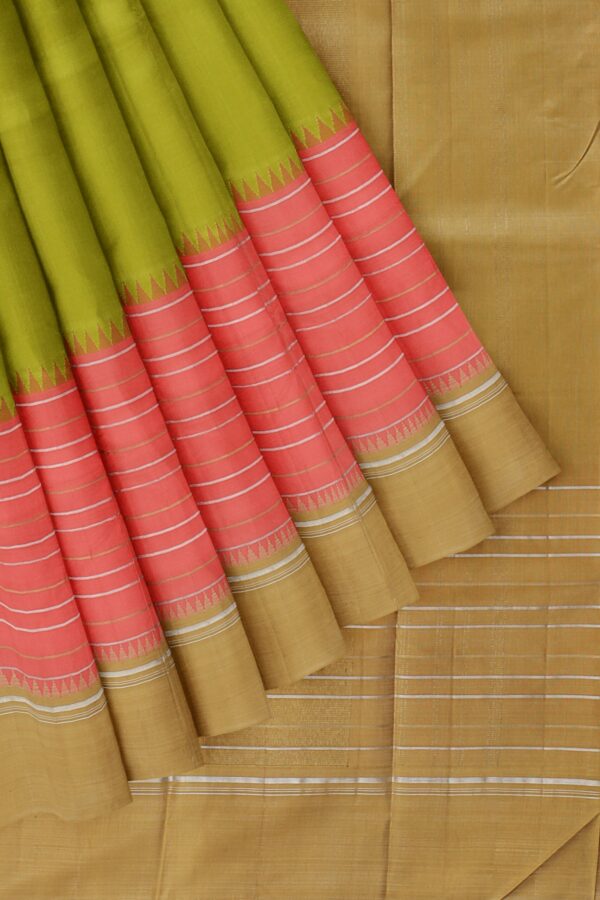 Green saree with Yellow border