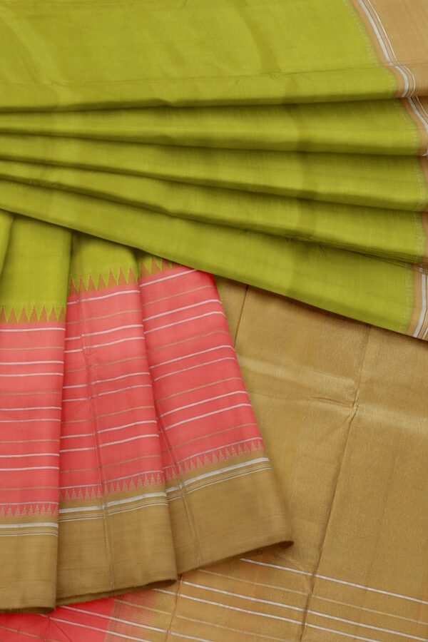 Green saree with Yellow border - Image 2