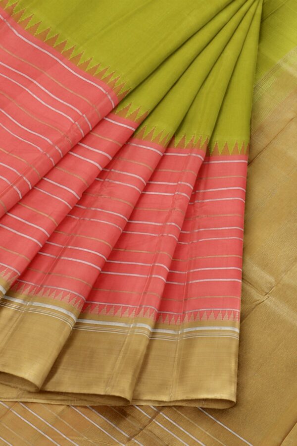 Green saree with Yellow border - Image 4