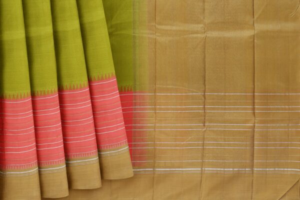 Green saree with Yellow border - Image 5