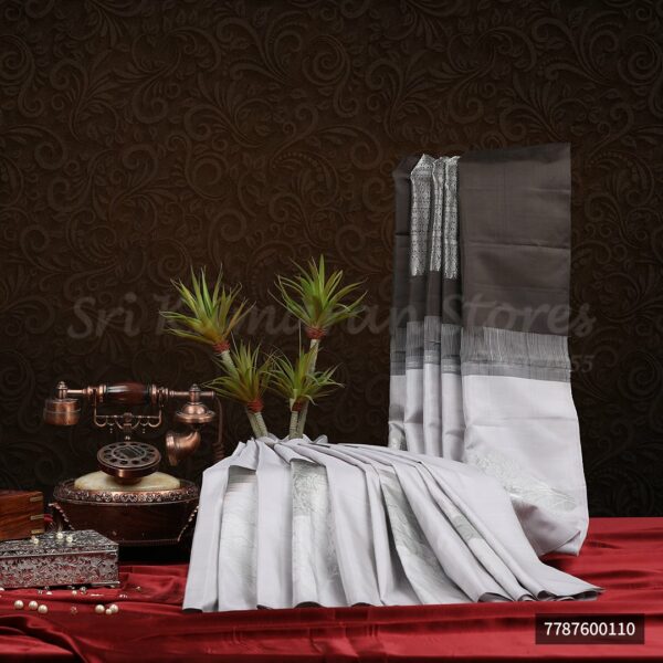 Grey Saree With Black Border