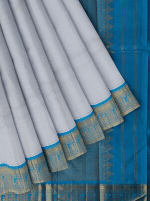 Grey Saree with Blue Border