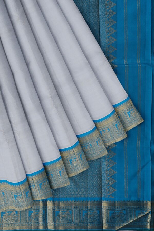 Grey Saree with Blue Border