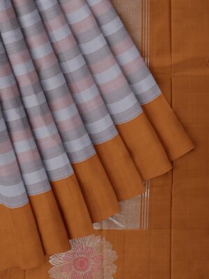 Grey saree with Light Brown Border